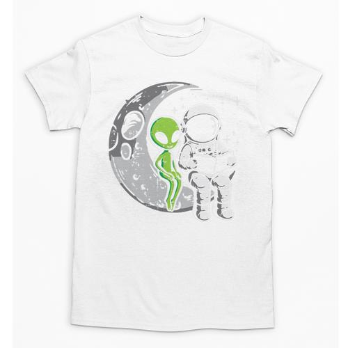 Astronaut Reading Book To Alien Moon Space Women Kids Men Premium Tri-Blend Unisex T-Shirt - Bookorys