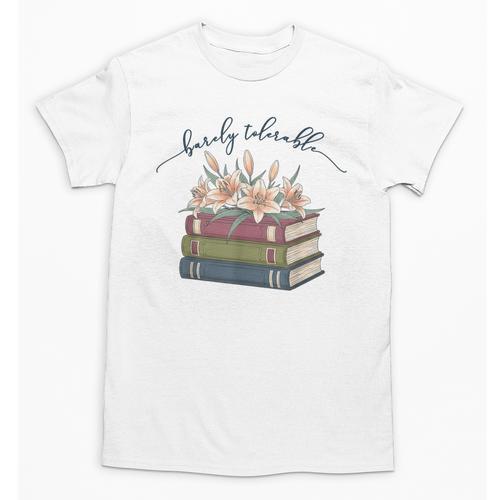 Barely Tolerable Book Lover Floral Quote Pride And Prejudice Unisex T-Shirt - Bookorys