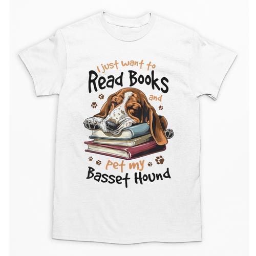 Basset Hound Dog Breed I Just Want To Read Books And Pet My Unisex T-Shirt - Bookorys