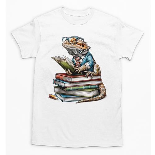Bearded Dragon Reading Books Matching Bookworm Librarian Unisex T-Shirt - Bookorys AU