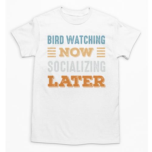 Bird Watching Now Minimal Socializing Introvert Vintage Unisex T-Shirt - Raresse