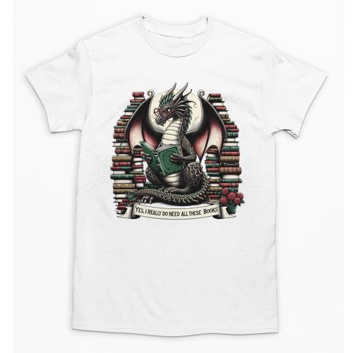 Book Dragon Yes I Really Do Need All These Books Unisex T-Shirt - Bookorys DE