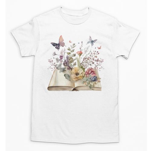 Book Flowers And Butterfly Beautiful Reading Reader Graphic Unisex T-Shirt - Bookorys DE