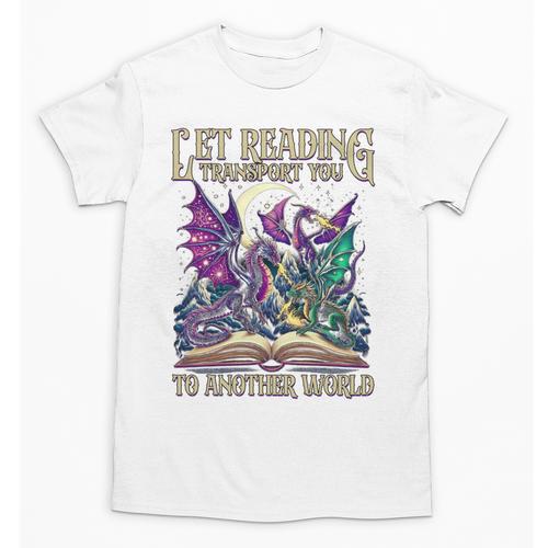 Book Lover Dragon Reading Transport You To Another World Unisex T-Shirt - Bookorys AU