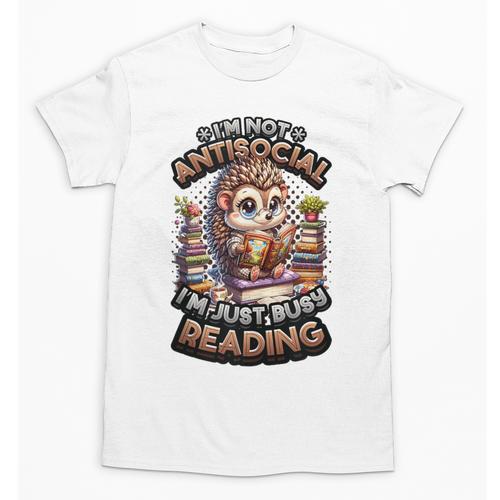 Book Lover Hedgehog Reading Books Introvert Bookworm Unisex T-Shirt - Raresse