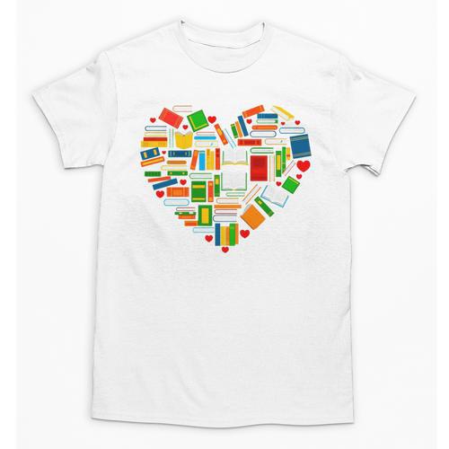 Book Lover Librarian Books Heart Valentine Unisex T-Shirt - Bookorys UK