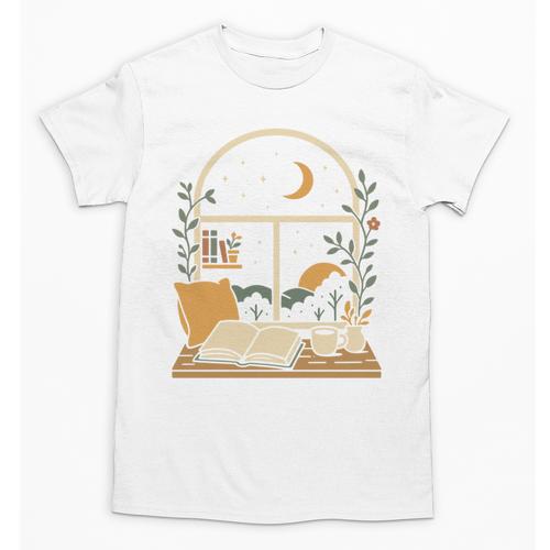 Book Lover Moonlight Reading Scene Night Unisex T-Shirt - Bookorys DE
