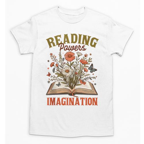 Book Lover Reading Bookish Floral Reading Powers Imagination Unisex T-Shirt - Bookorys CA