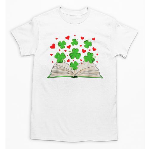 Book With Shamrocks Librarian Saint Patrick's Day Kids Unisex T-Shirt - Bookorys DE