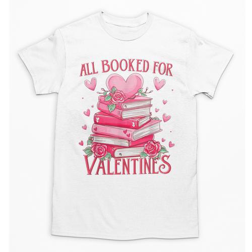 All Booked For Valentine Books Lover Teacher Floral Unisex T-Shirt - Bookorys