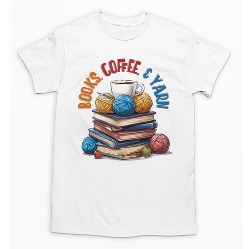 “Books Coffee & Yarn Enthusiast Cozy Reader Unisex T-Shirt - Bookorys DE