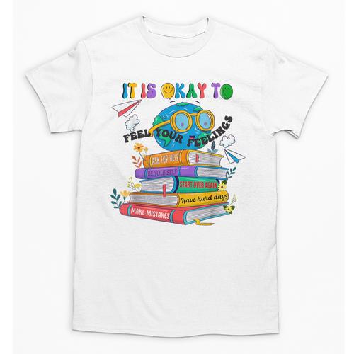 Books It's Okay To Be Kind Yellow Mental Health Day Kids Unisex T-Shirt - Bookorys
