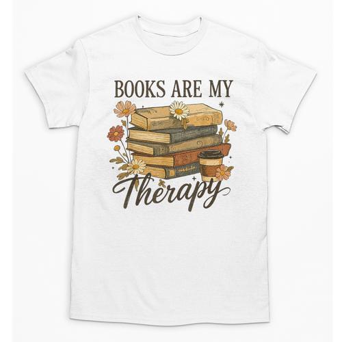 Books Are My Therapy Vintage Book Lover Daisy Art Unisex T-Shirt - Bookorys UK