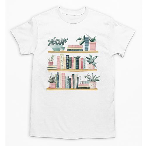 Bookshelves With Books & Plants Premium Unisex T-Shirt - Bookorys