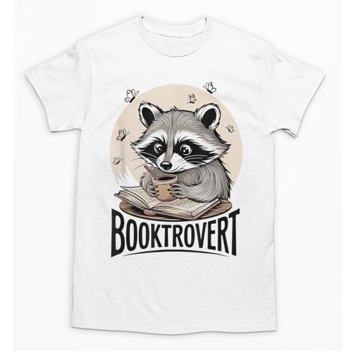 Booktrovert Raccoon Reading And Coffee For Book Lover Unisex T-Shirt - Bookorys UK