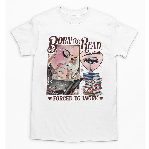 Born To Read Forced To Work Booklover -Adults Book Lovers Casual Grey Small Unisex T-Shirt - Bookorys