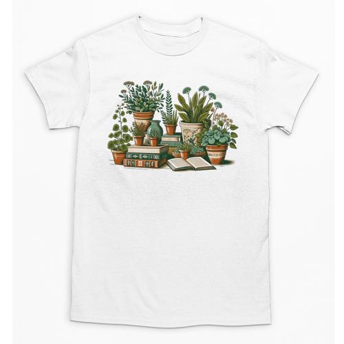 Botanical Garden Plants With Books Unisex T-Shirt - Bookorys