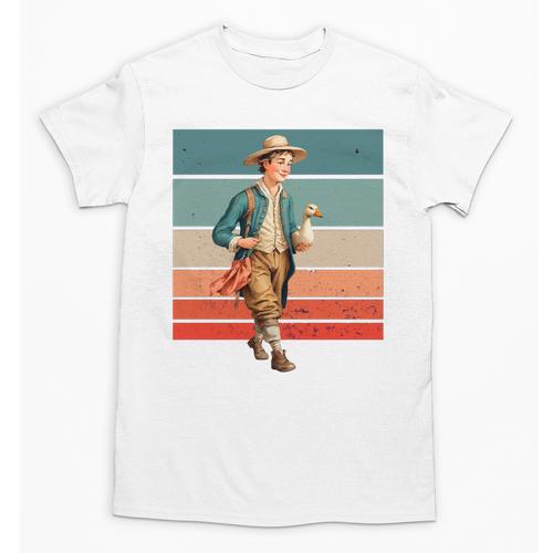 Boy Goose Vintage Rural Pastoral Charm Nostalgia Simple Life Unisex T-Shirt - Figerry
