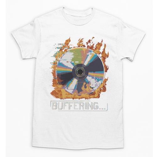 Buffering Glitched CD On Fire 2000s Nostalgia Unisex T-Shirt - Figerry
