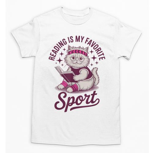 Cat Reading Is My Favorite Sport Retro Book Lover Unisex T-Shirt - Bookorys