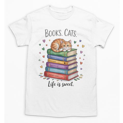 Cats Books Lover Men Women Unisex T-Shirt - Bookorys AU