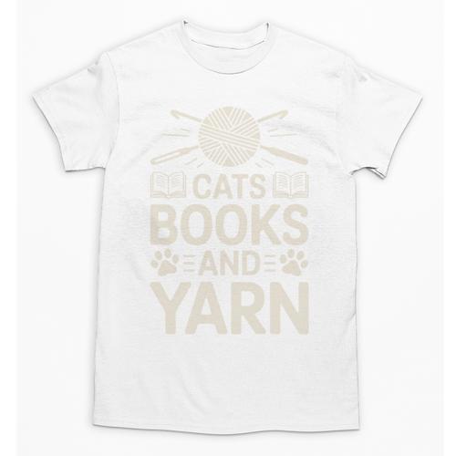 Cats Books And Yarn Crocheter Crocheting Unisex T-Shirt - Bookorys