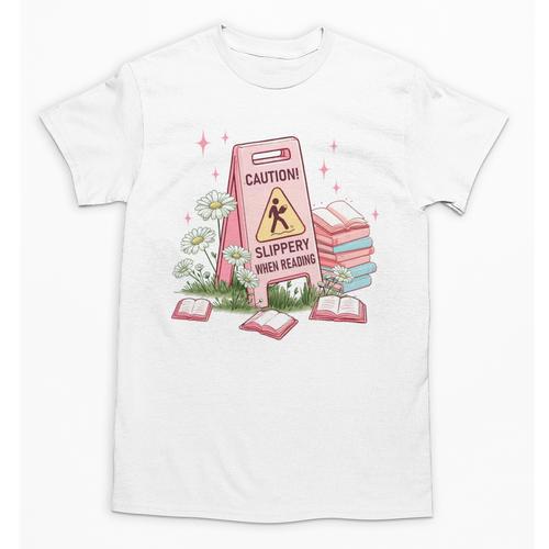 Caution Slippery When Reading Book Reader Unisex T-Shirt - Bookorys UK