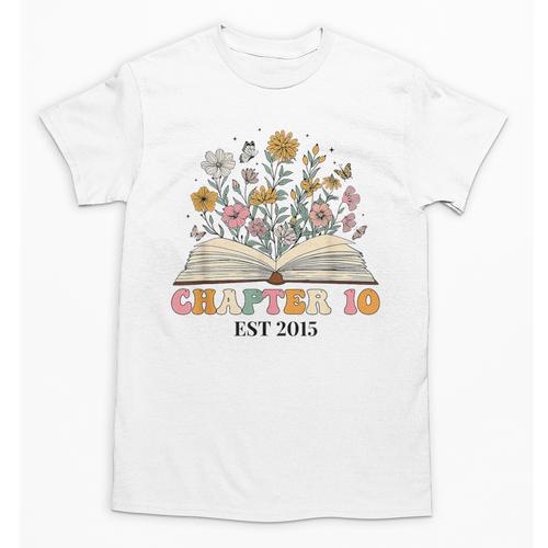 Chapter 10 Years Old 10th Birthday Wildflower Book Lover Unisex T-Shirt - Bookorys CA