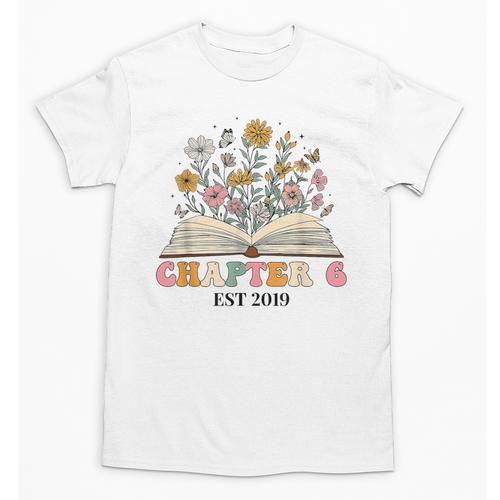 Chapter 6 Years Old 6th Birthday Wildflower Book Lover Unisex T-Shirt - Bookorys