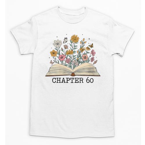 Chapter 60 60th Birthday Floral Open Book With Flowers Unisex T-Shirt - Bookorys DE