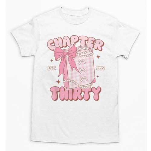 Chapter Thirty Est 1995 Cute 30th Birthday Book Bow Coquette Unisex T-Shirt - Bookorys