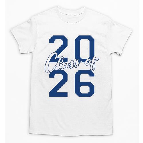 Class Of 2026 Graduation Varsity Navy Blue Letters Premium Tri-Blend Unisex T-Shirt - Best Gift Smart