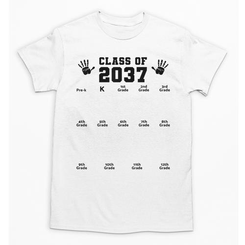 Class Of 2037 Handprint Grow With Me Pre-k Graduation Unisex T-Shirt - Best Gift Smart