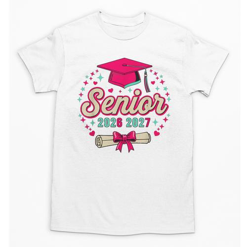 Coquette Pink Bow Senior 2026 2027 Graduation Unisex T-Shirt - Best Gift Smart
