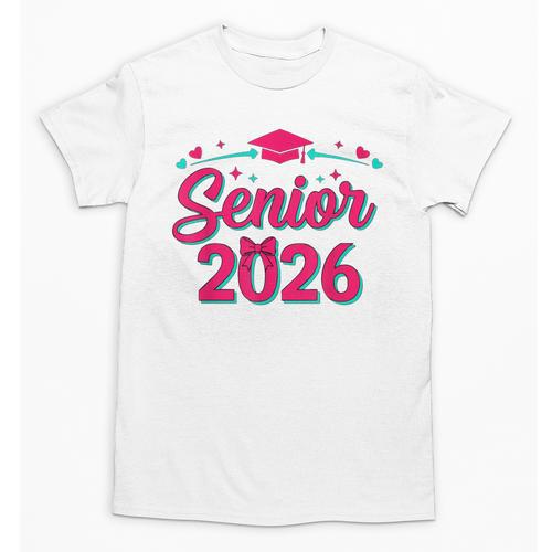 Coquette Pink Bow Senior 2026 Class Of Graduation Unisex T-Shirt - Best Gift Smart