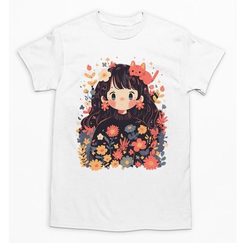 Cottagecore Wild Flowers Book Reader Cat Nature Soft Unisex T-Shirt - Bookorys AU