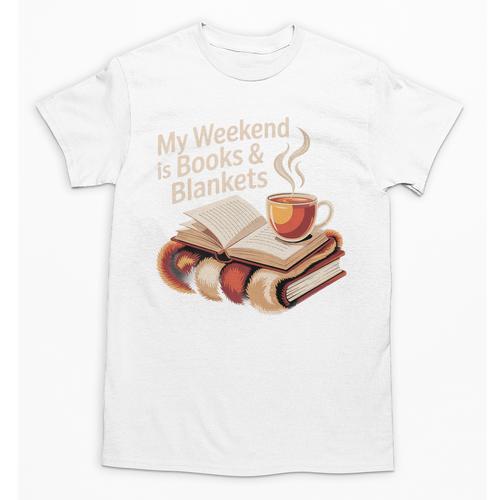 Cozy My Weekend Is Books Blankets Reading Tea Lover Premium Unisex T-Shirt - Bookorys