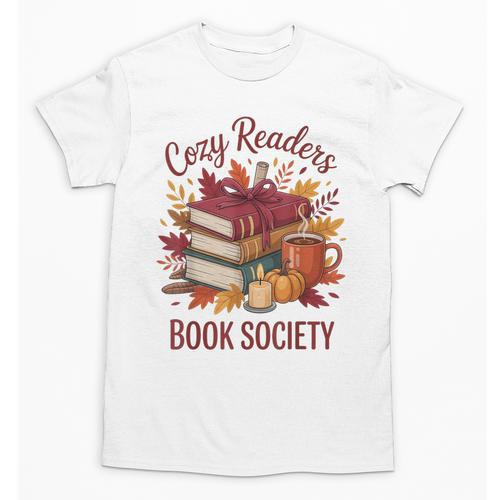 Cozy Readers Book Society Fall Autumn Floral Pumpkin Season Unisex T-Shirt - Bookorys DE