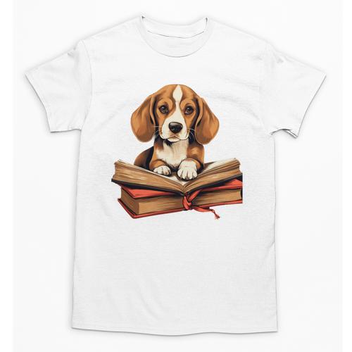 Cute Dog Beagle Reading Book Unisex T-Shirt - Bookorys CA
