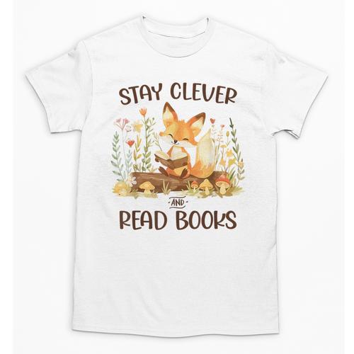 Cute Fox Stay Clever Read Books For Librarian Or Bookworm Unisex T-Shirt - Bookorys UK
