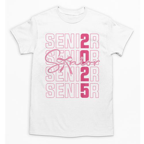 Cute Girls Women Class 2025 Graduation Senior Coquette Bow Unisex T-Shirt - Best Gift Smart