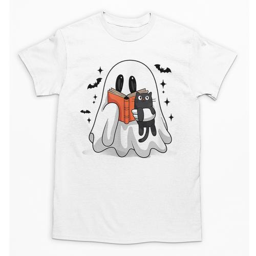 Cute Halloween Ghost Reading Book Unisex T-Shirt - Bookorys UK