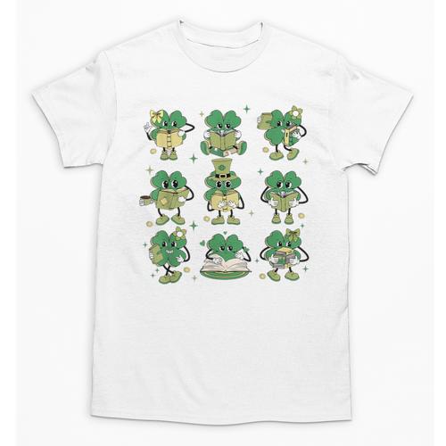Cute Shamrock Reading Books St Patrick's Day Teacher Reading Unisex T-Shirt - Bookorys