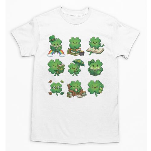 Cute Shamrock Reading St Patricks Day Teacher Book Lovers Unisex T-Shirt - Bookorys
