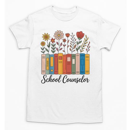 Cute Wildflower Book School Counseling Life School Counselor Unisex T-Shirt - Bookorys