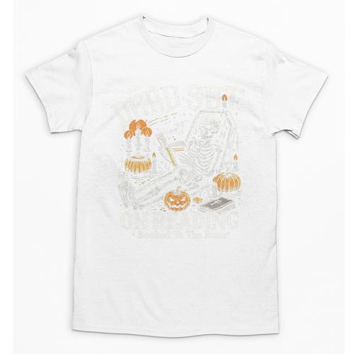 Dead Set On Reading Skeleton Halloween Book Lover Unisex T-Shirt - Bookorys UK