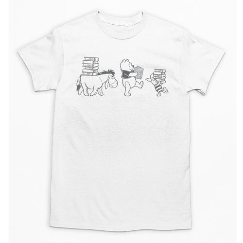 Disney Winnie The Pooh Eeyore Pooh & Piglet Carrying Books Unisex T-Shirt - Bookorys DE