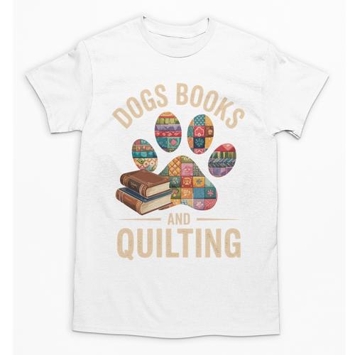 Dogs Books And Quilting Unisex T-Shirt - Bookorys UK