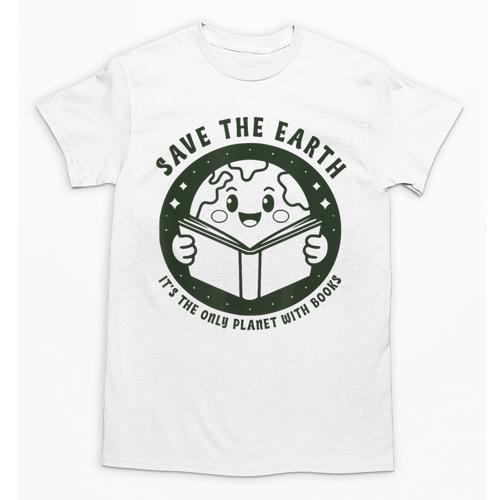 Earth Day 2025 Save Earth It´s Only Planet With Books Reader Unisex T-Shirt - Bookorys