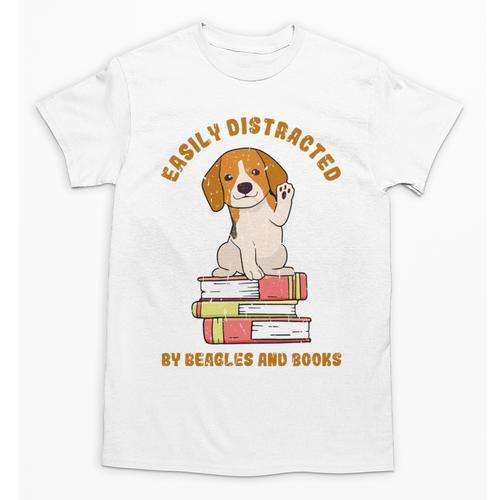 Easily Distracted By Beagles And Books Beagle Dog Unisex T-Shirt - Bookorys AU